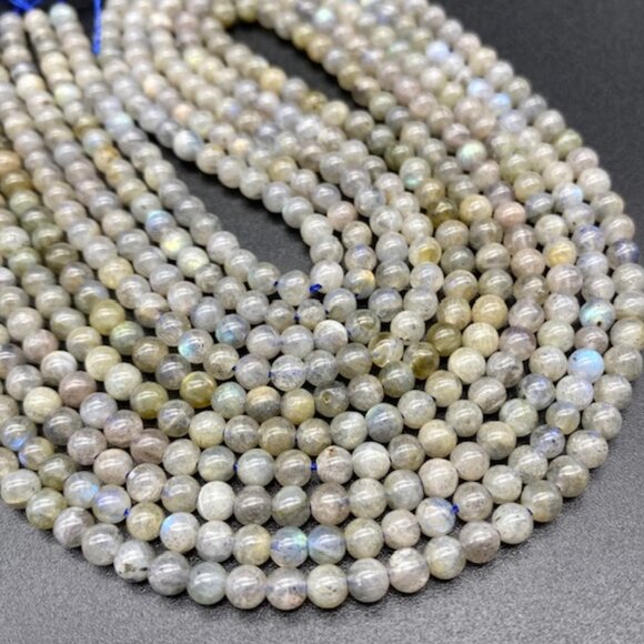 4mm Labradorite Genuine Semi Precious Natural Gemstone Bead Strand - Picture 1 of 2